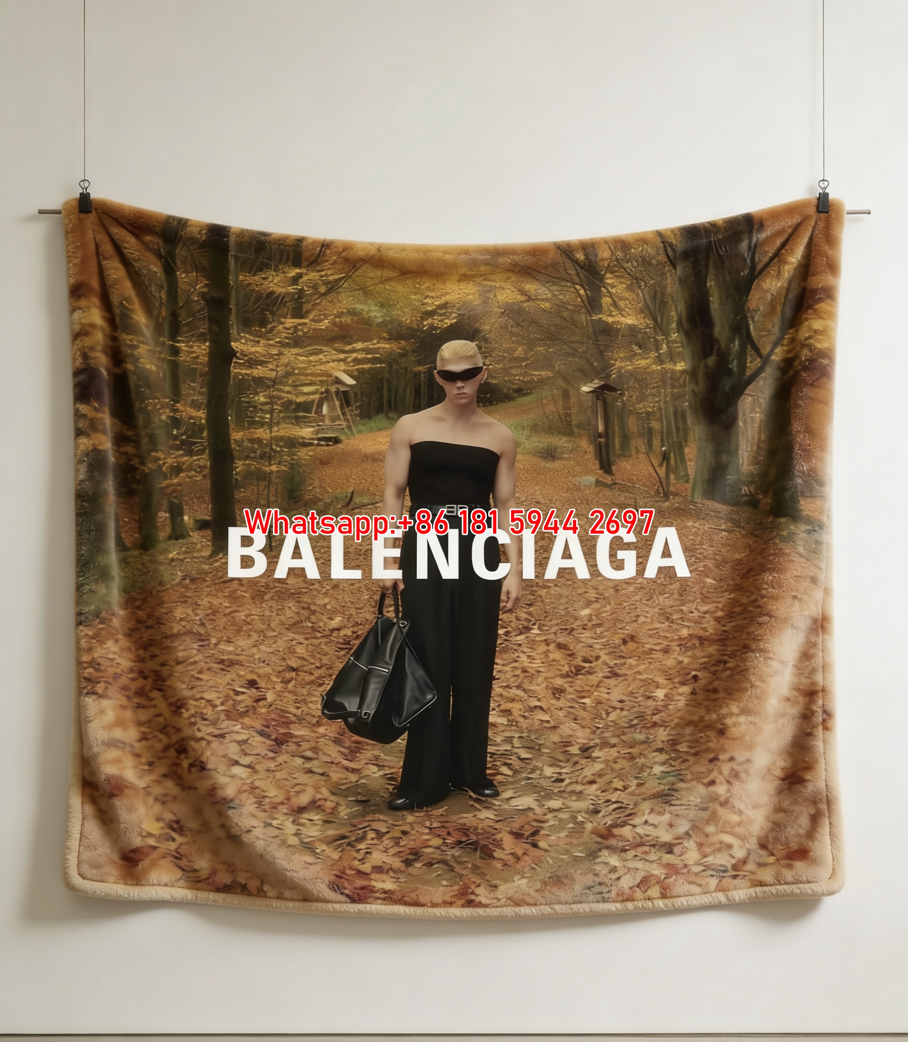 Balenciaga Neon Samurai Armor Flannel Throw Blanket for Sofa Couch Wall Decor BA111